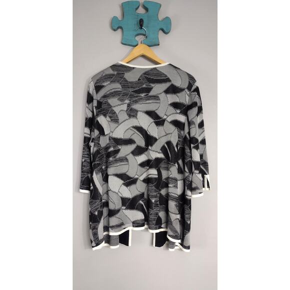 Misook knit cardigan sweater top 1X modern abstract print plus size - Picture 12 of 16